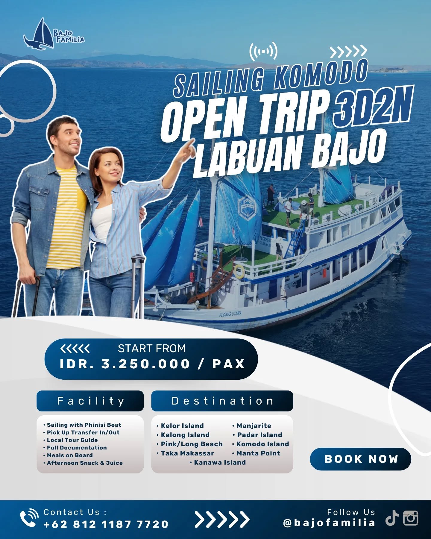 Join us ♥️
.
For more info, trip details, pricelist, bookings, please contact us
📞0812 1187 7720
📧bajofamilia.adm@gmail.com
🌐www.bajofamilia.com
#bangjo #labuanbajo #labuanbajotrip #holiday #komodoisland #bajofamilia #wonderfulindonesia #beach #island #nusatenggaratimur #flores #safebangjo #anakrantau #triplabuanbajo #viral #labuanbajoinfo #pesonaindonesia #fyp #beautifuldestinations #beatifulindonesia #komodonationalpark #travel #traveller #travelblogger #pesonalabuanbajo